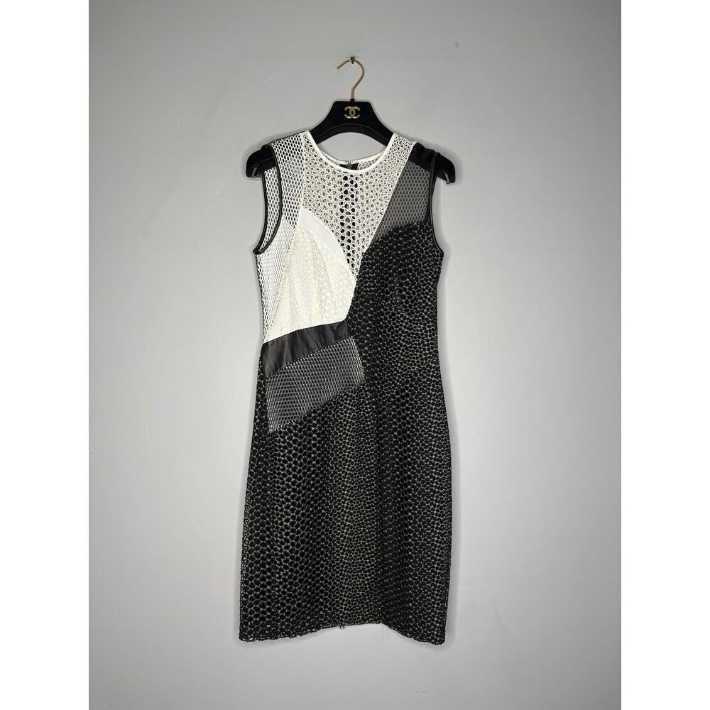 Yigal Azrouël $995 Designer Mixed Media Cocktail Event Evening Dress Leather S